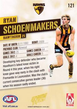 2013 Select Prime AFL #121 Ryan Schoenmakers Back